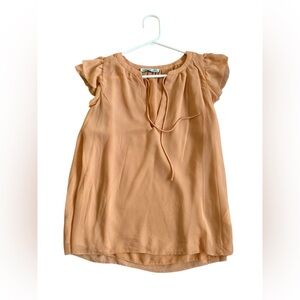 Venice Love Women's Layered Peach Ruffle Sleeve Top - Size Medium